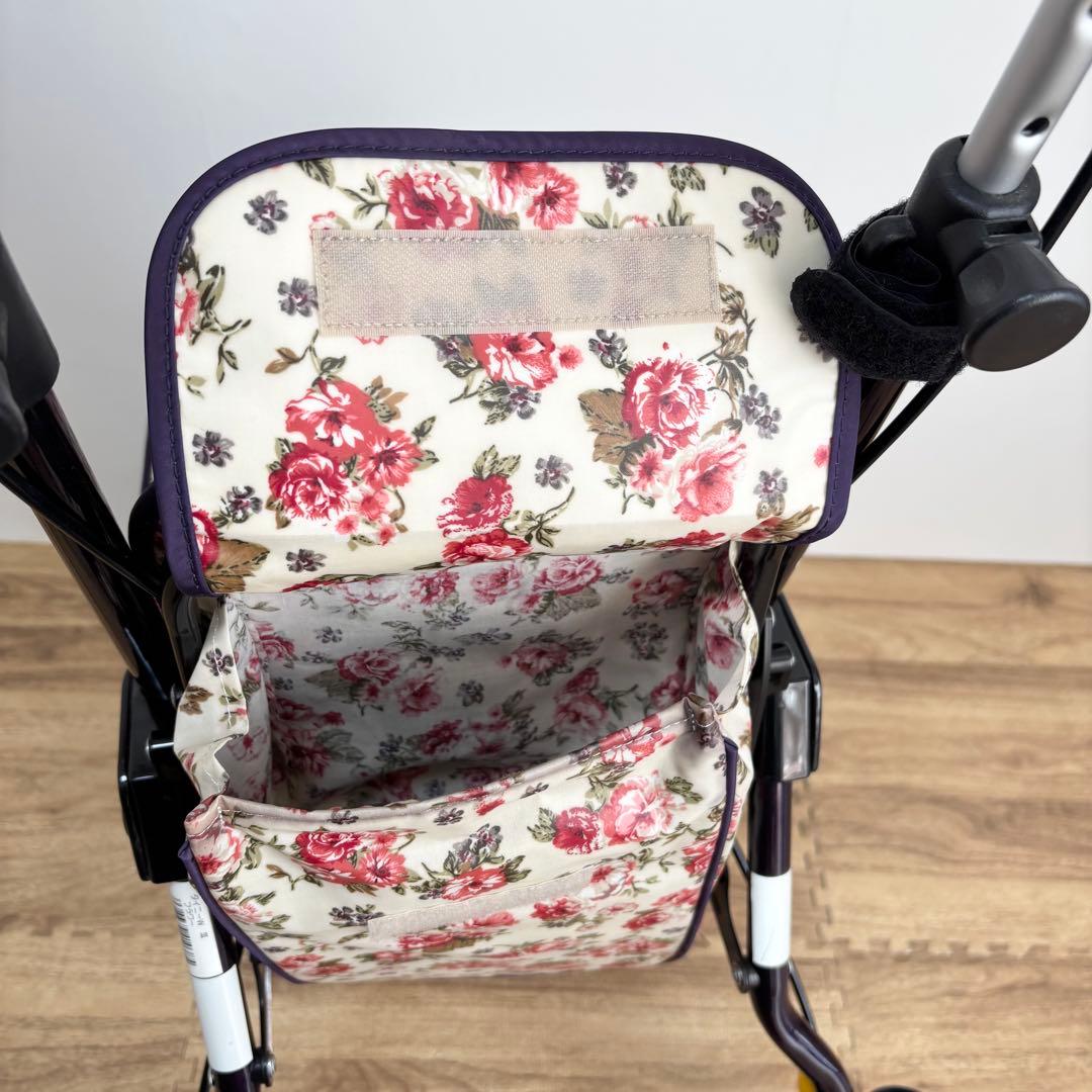【美品】シルバーカー ライトステップ・タイニーW フラワー　花柄　収納あり