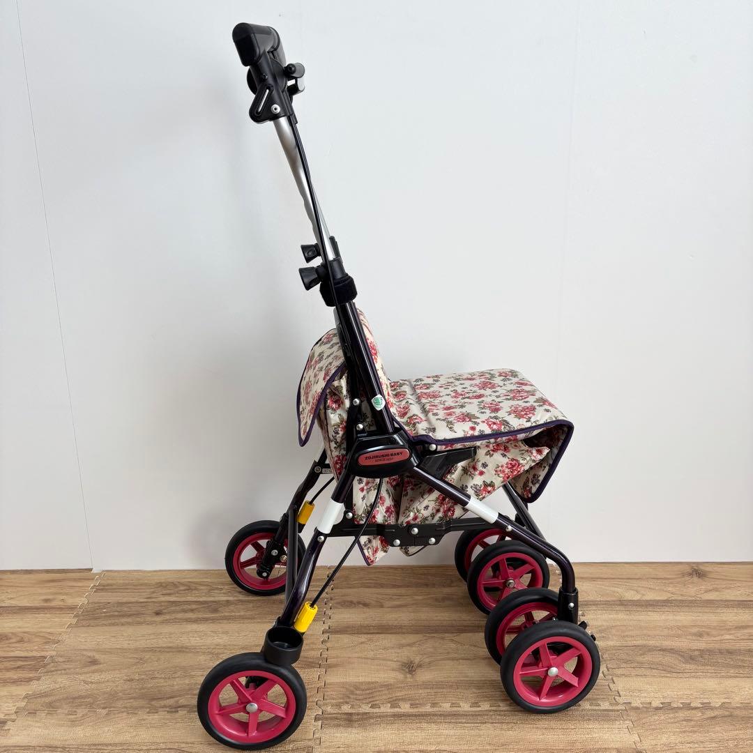 【美品】シルバーカー ライトステップ・タイニーW フラワー　花柄　収納あり