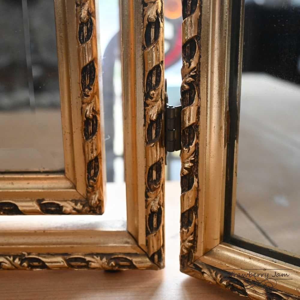 L3710-71 英国アンティーク デコラクティブ ミラー Mirror 三面鏡