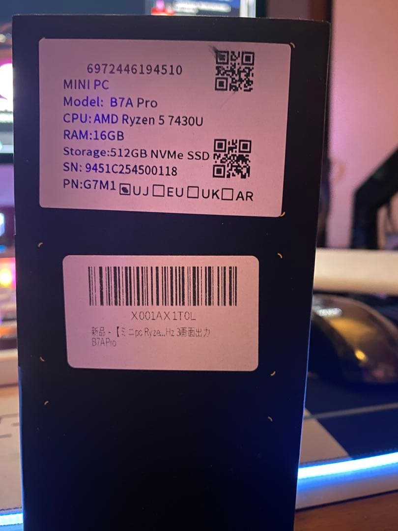 ミニPC MINI PC AMD RYZEN 5 7430U 16GB/512GB