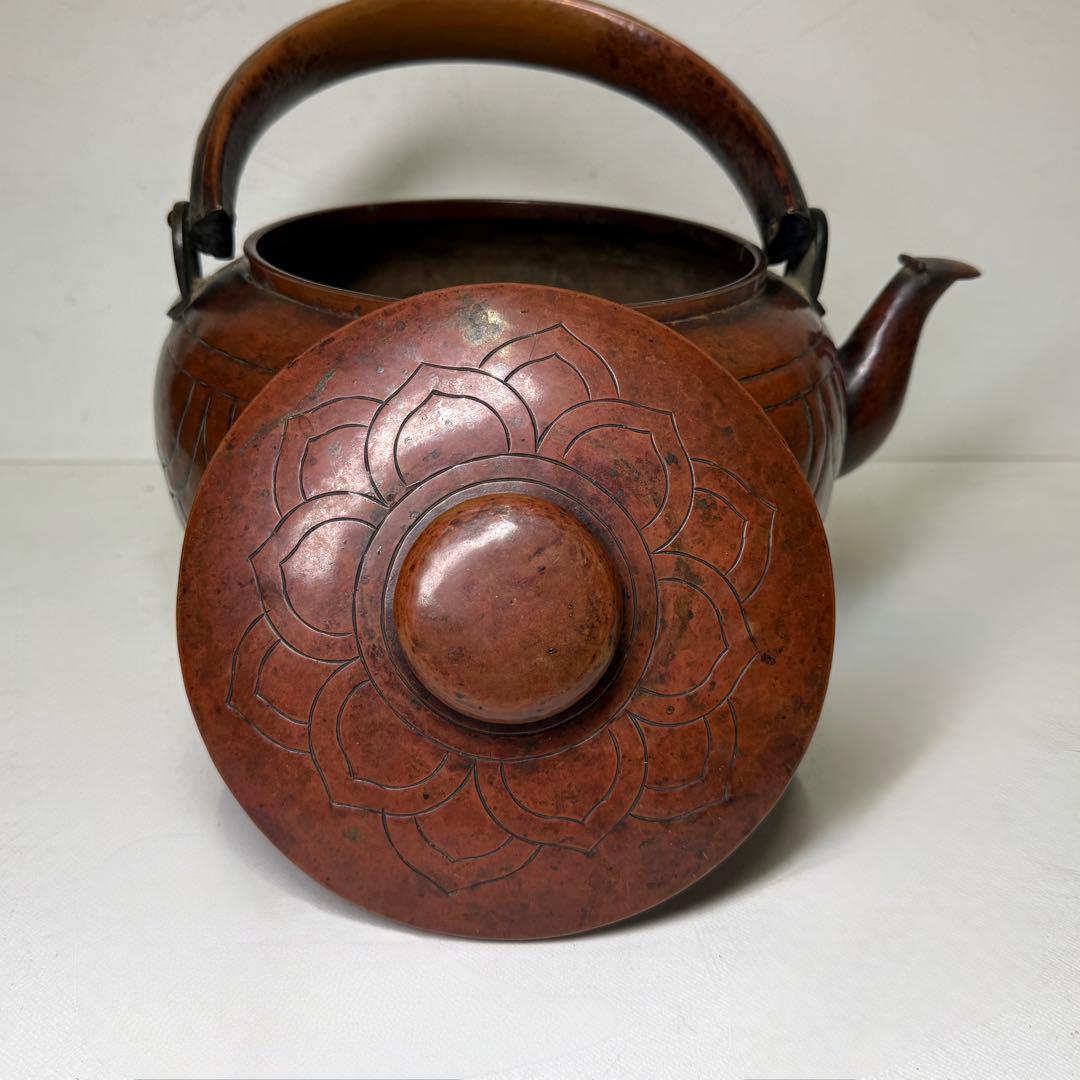 時代 古銅 槌目 水注 3L 銅瓶 湯沸 やかん 水差 水指 茶道具 煎茶道具