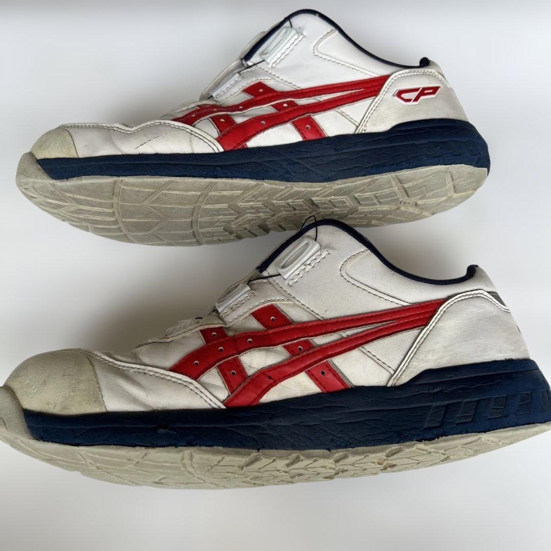 27cm アシックス 安全靴 BOA ウィンジョブ CP306 3E 白赤