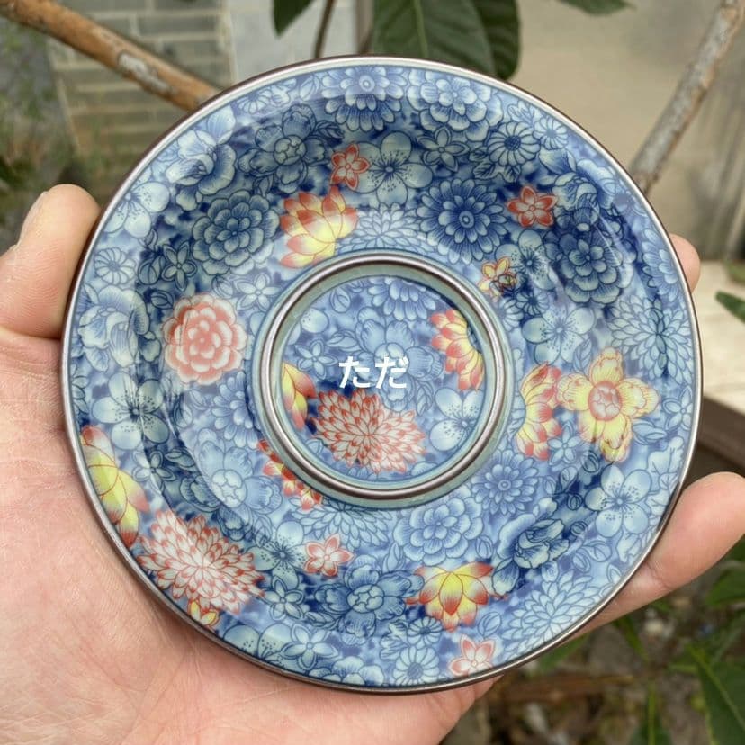 中国茶器 青花万花三才蓋碗 蓋付き 茶器 飲茶食器 煎茶具 未使用品