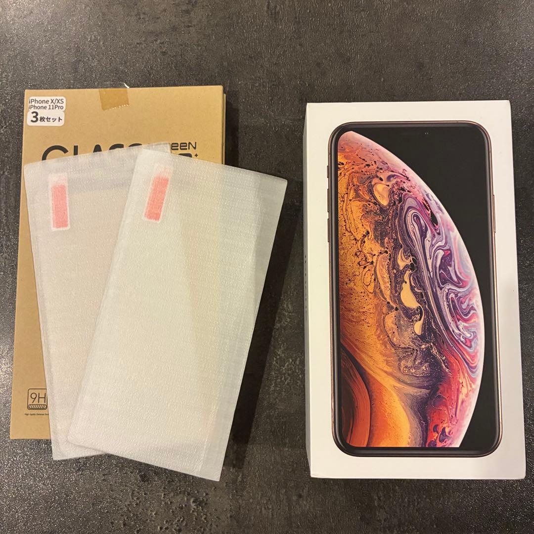 iPhone Ⅹs 64GB ゴールド SIMフリー 本体、箱、フィルム2枚付き