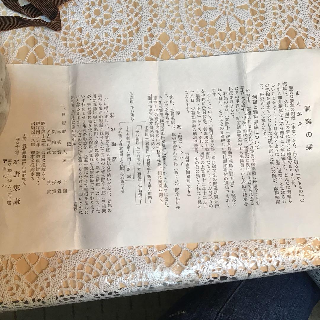 茶道具  茶碗　洞窯 栞付 水野家康 作 共箱  N276Mℹ︎