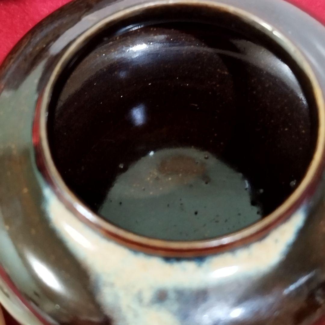 【長緒茶入の練習に】大海茶入 瀬戸 陶岳造｜仕覆 波車金襴 茶道具