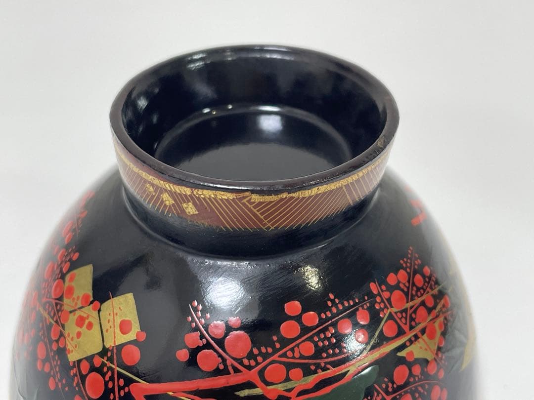 【現状品】漆器 秀衡塗 蓋付椀 金彩 朱塗 割烹 懐石 アンティーク 2個