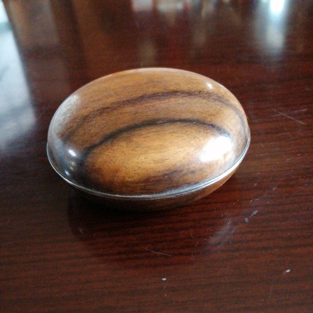 黒柿　銀縁香合　7.8cm