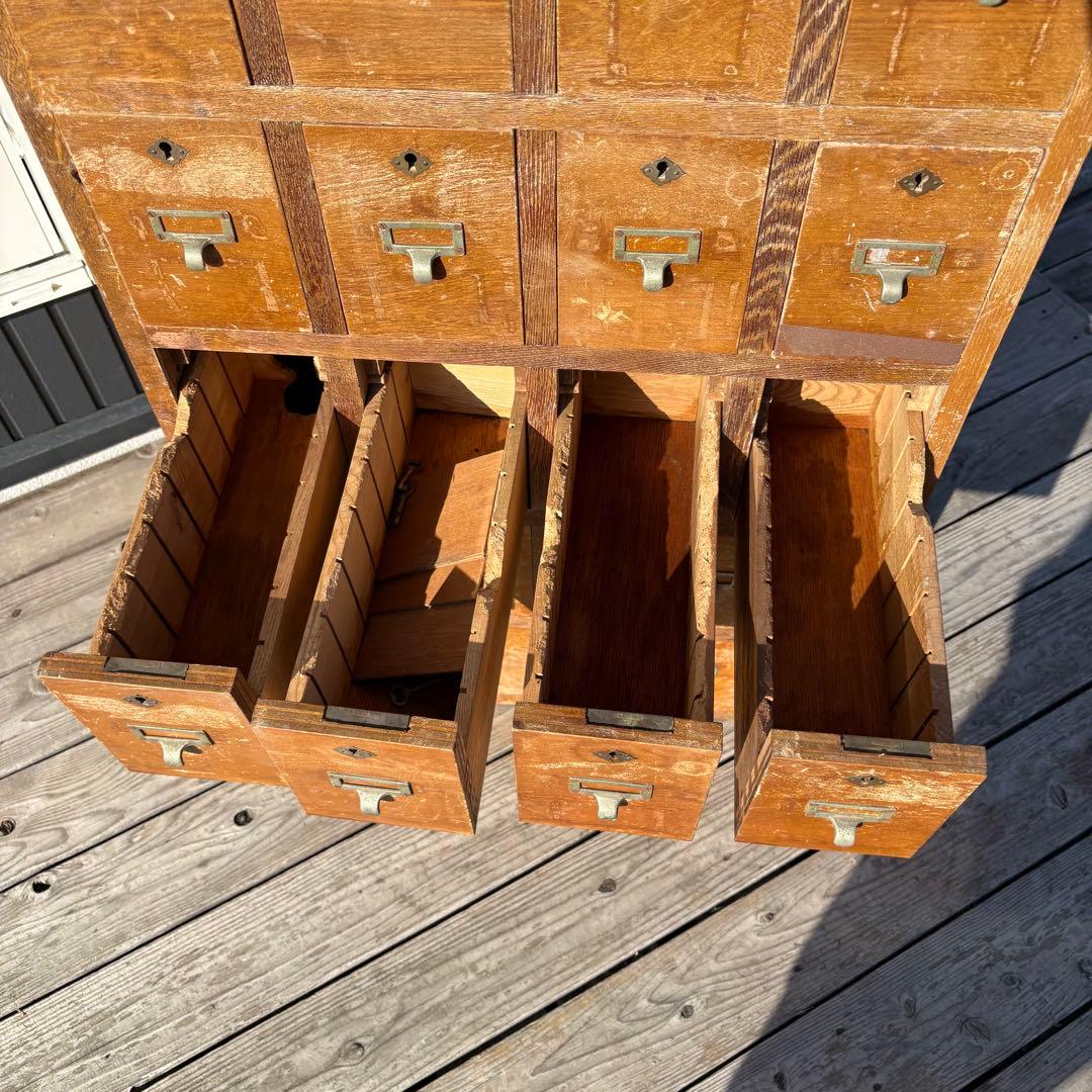 昭和レトロ 安田生命什器 1963年製 多段引き出し 書類棚 薬箱 古家具古道具