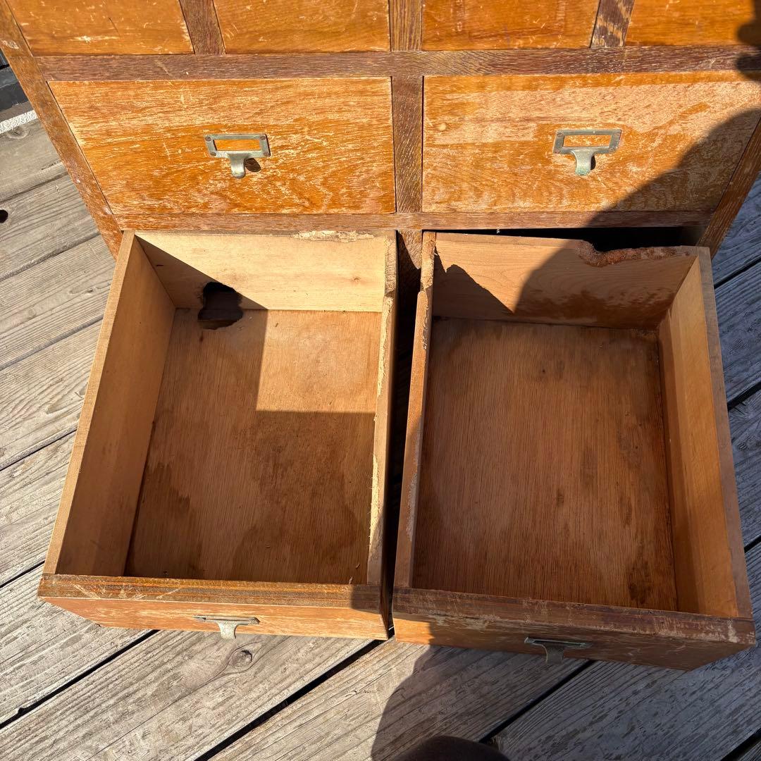 昭和レトロ 安田生命什器 1963年製 多段引き出し 書類棚 薬箱 古家具古道具