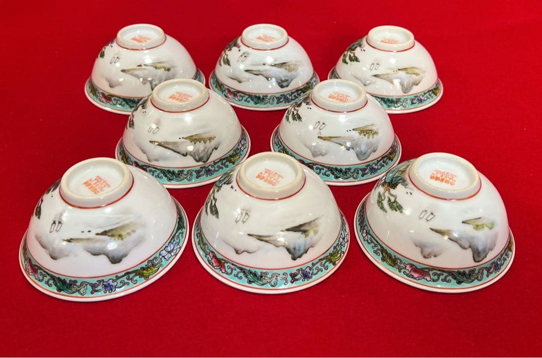 中国美術 茶道具 煎茶碗セット茶碗 茶器 中国景德鎮製 山水風景 亭台樓閣 八客
