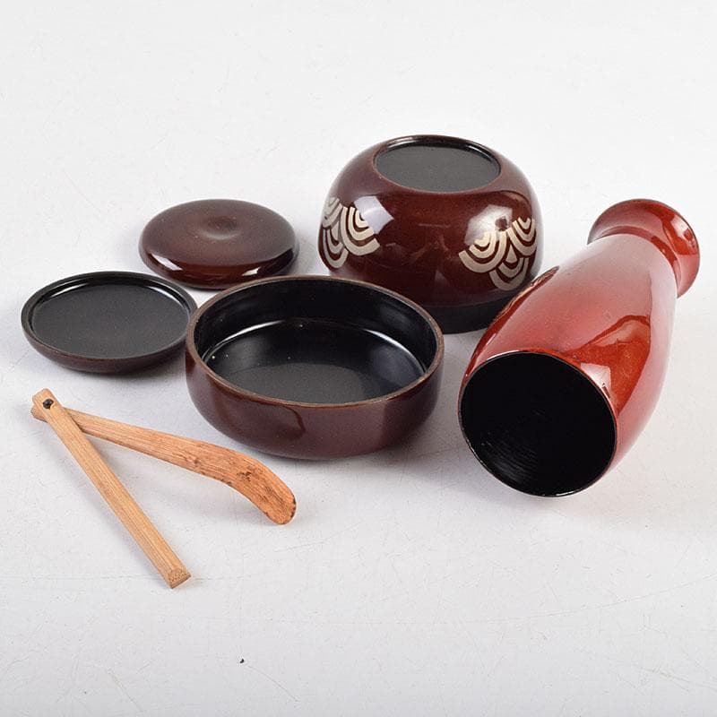 茶道具　柿合溜　利休茶箱　京焼　加藤昌山造　茶碗　棗など　八点一式　MR9614