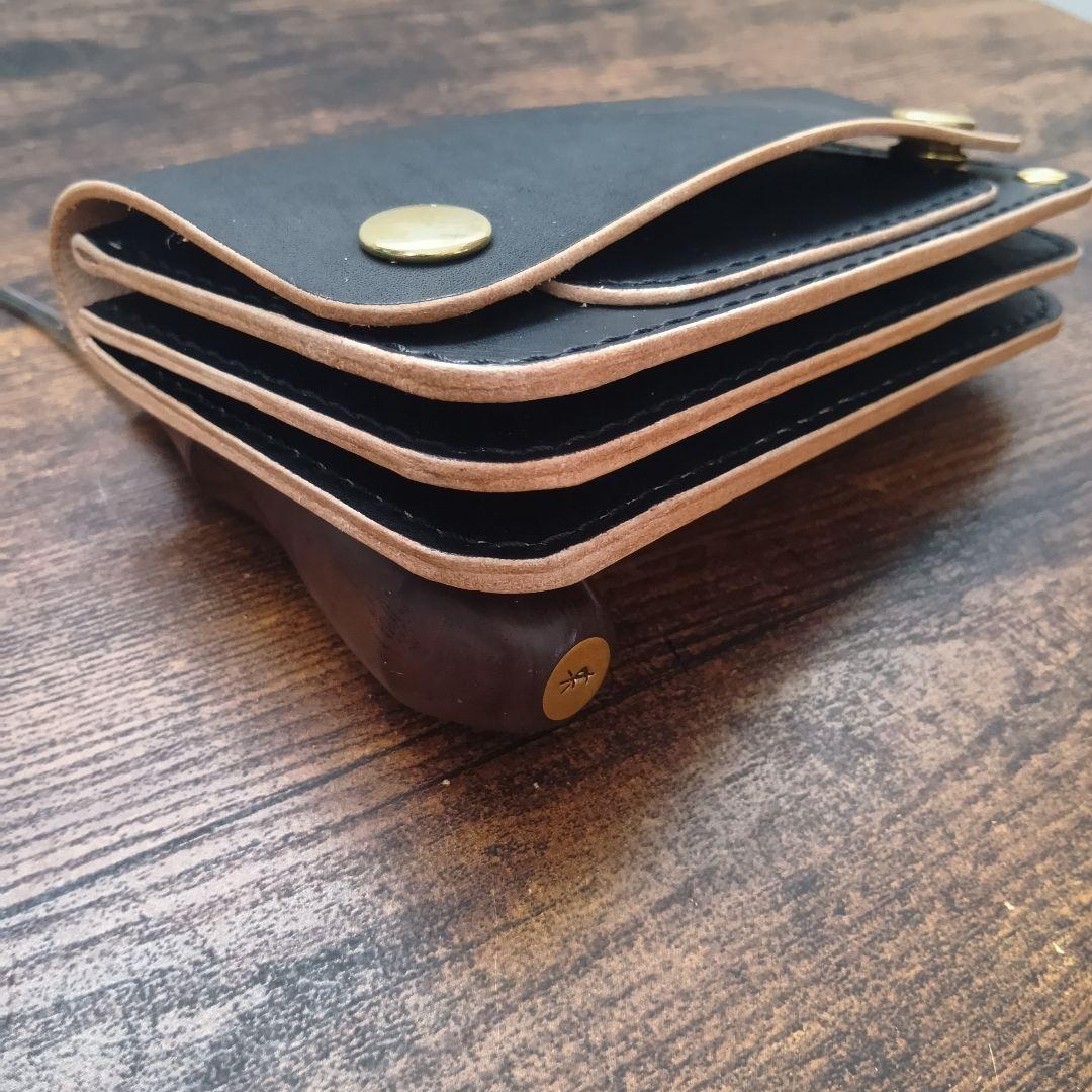 【丘染め　ブラック】　ミドルトラッカーウォレット