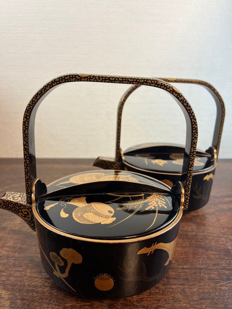 漆器銚子2個セット　骨董　酒器　漆箱　蒔絵