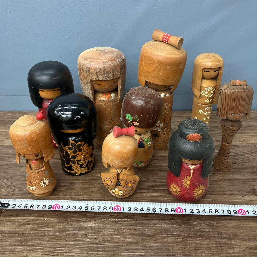 D-3 こけし 郷土玩具 伝統こけし 創作こけし 木製人形 9体セット 大量