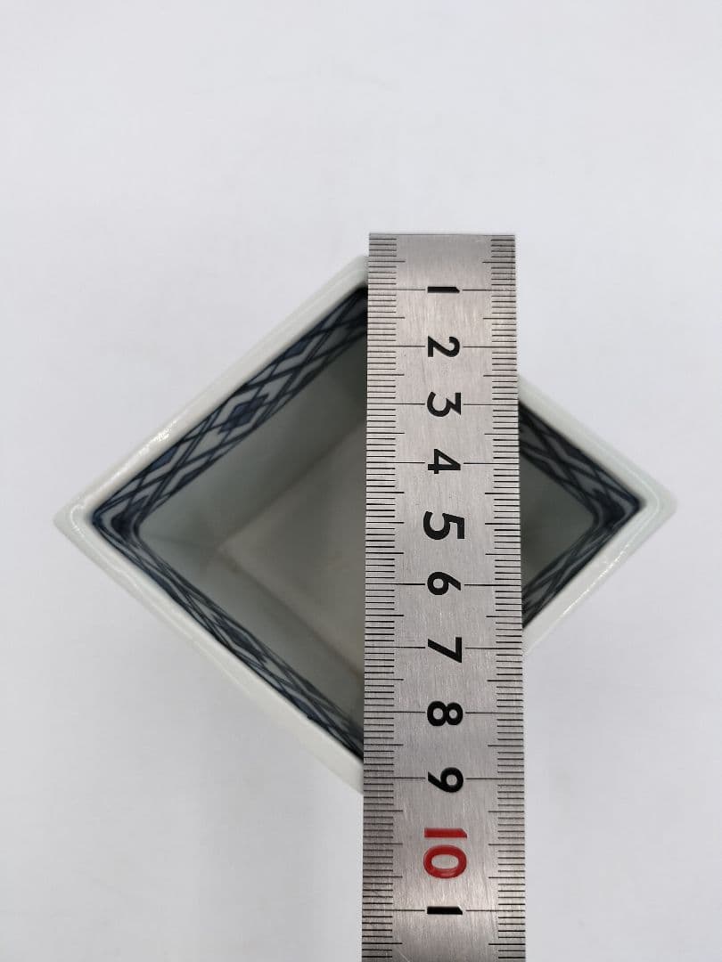 c242【新品・未使用】火入 染付 菱形 正倉院文様 田中寿宝 木箱 茶道具