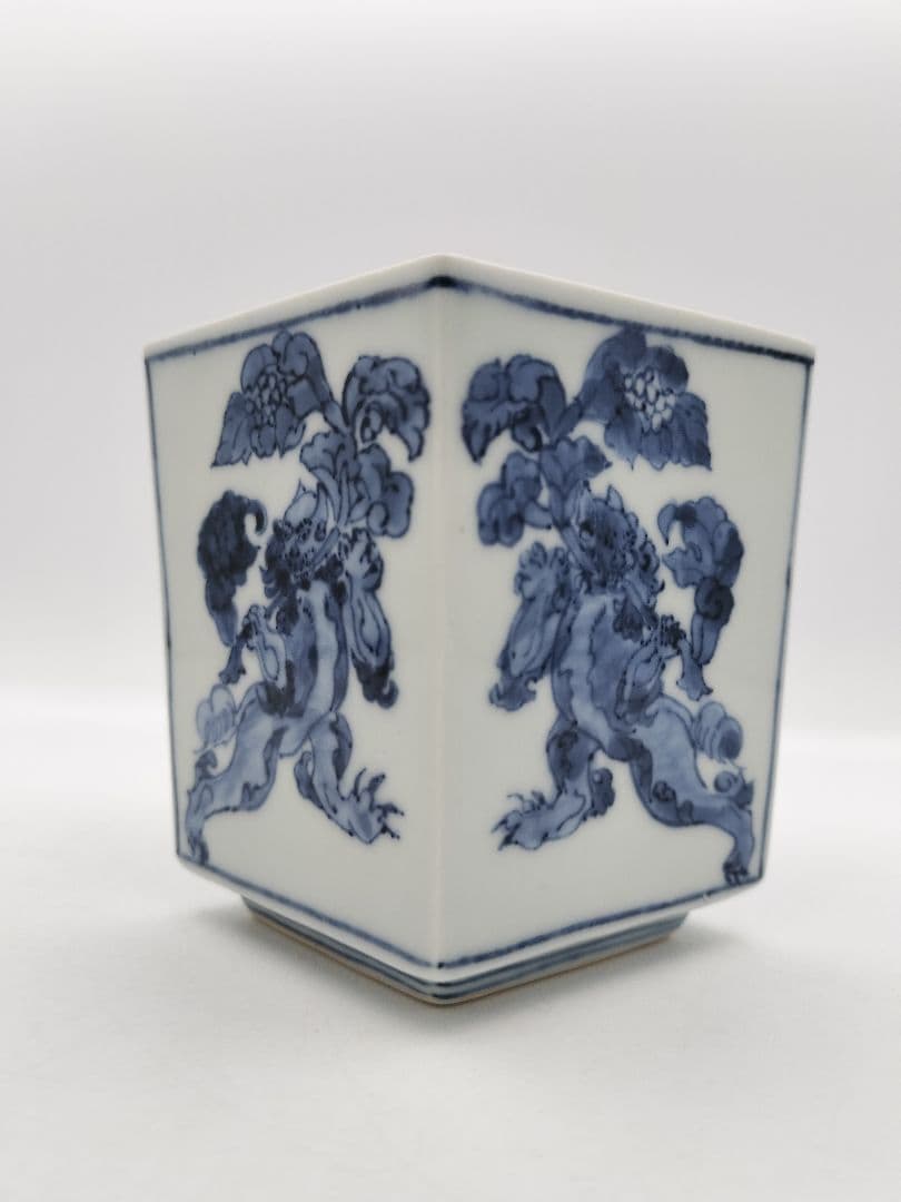 c242【新品・未使用】火入 染付 菱形 正倉院文様 田中寿宝 木箱 茶道具