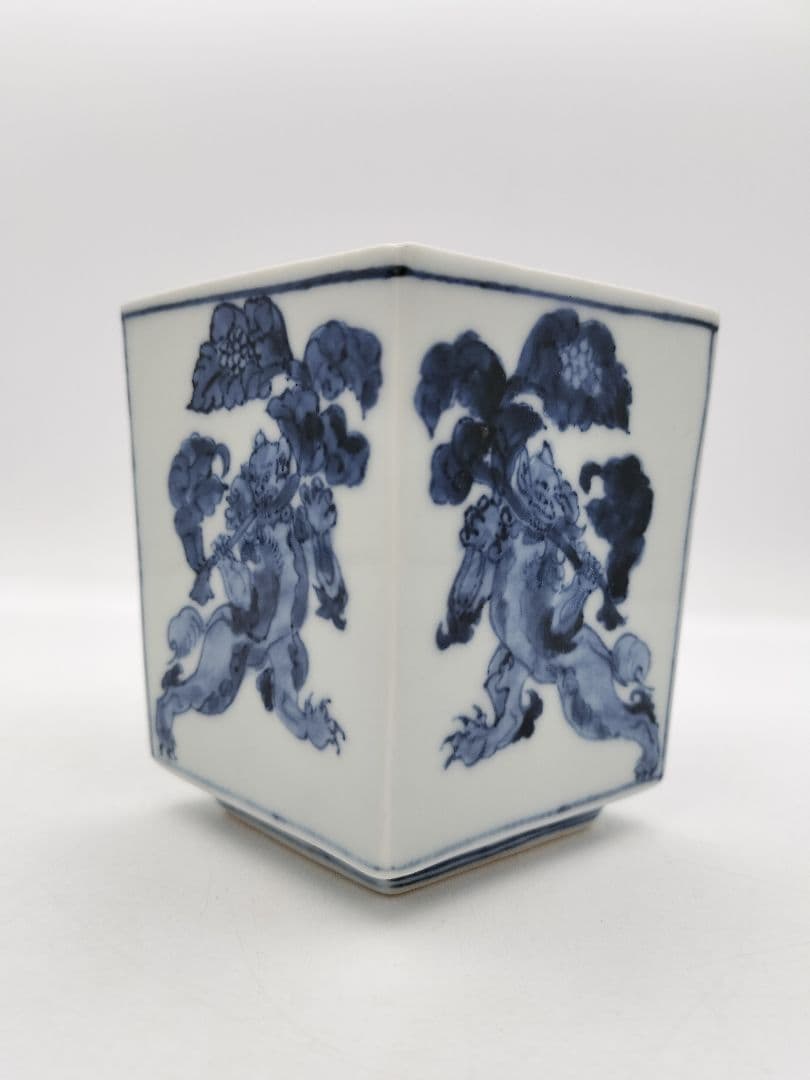c242【新品・未使用】火入 染付 菱形 正倉院文様 田中寿宝 木箱 茶道具