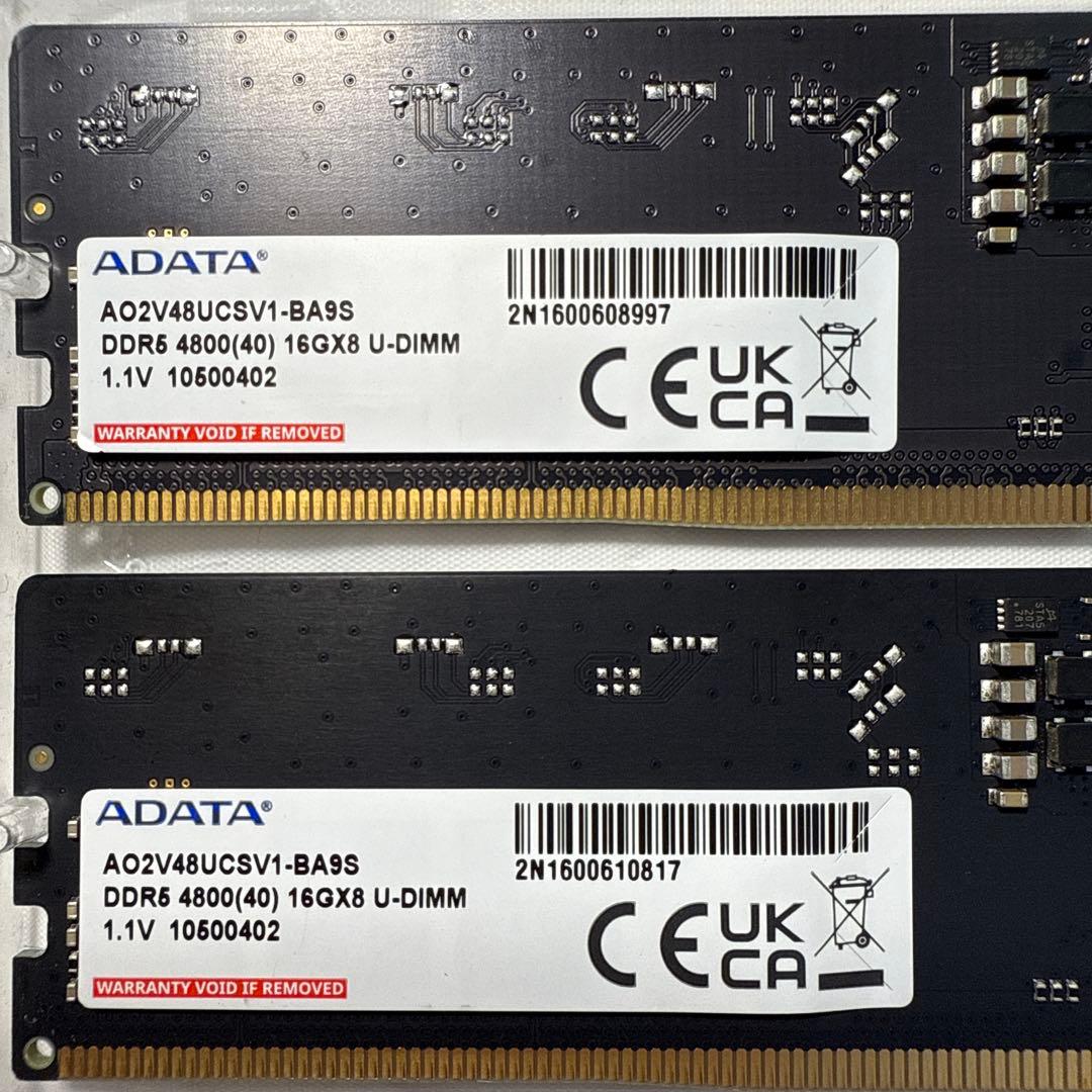 ADATA DDR5-4800 32GB（16GB×2）デスクトップメモリ