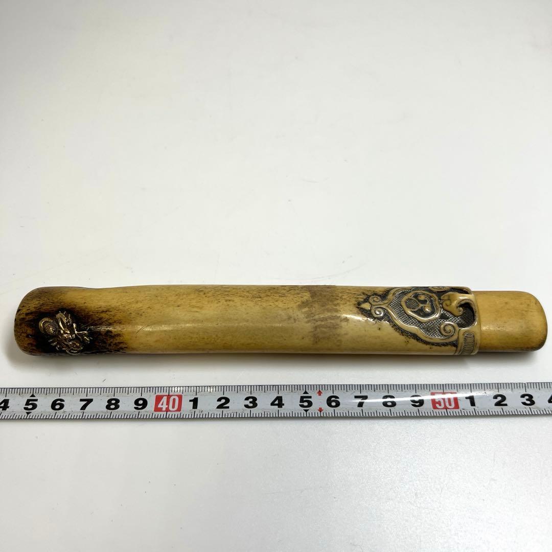 骨製極上彫　煙管筒　61g 東Y7-0501⭐︎2Fトヒウ