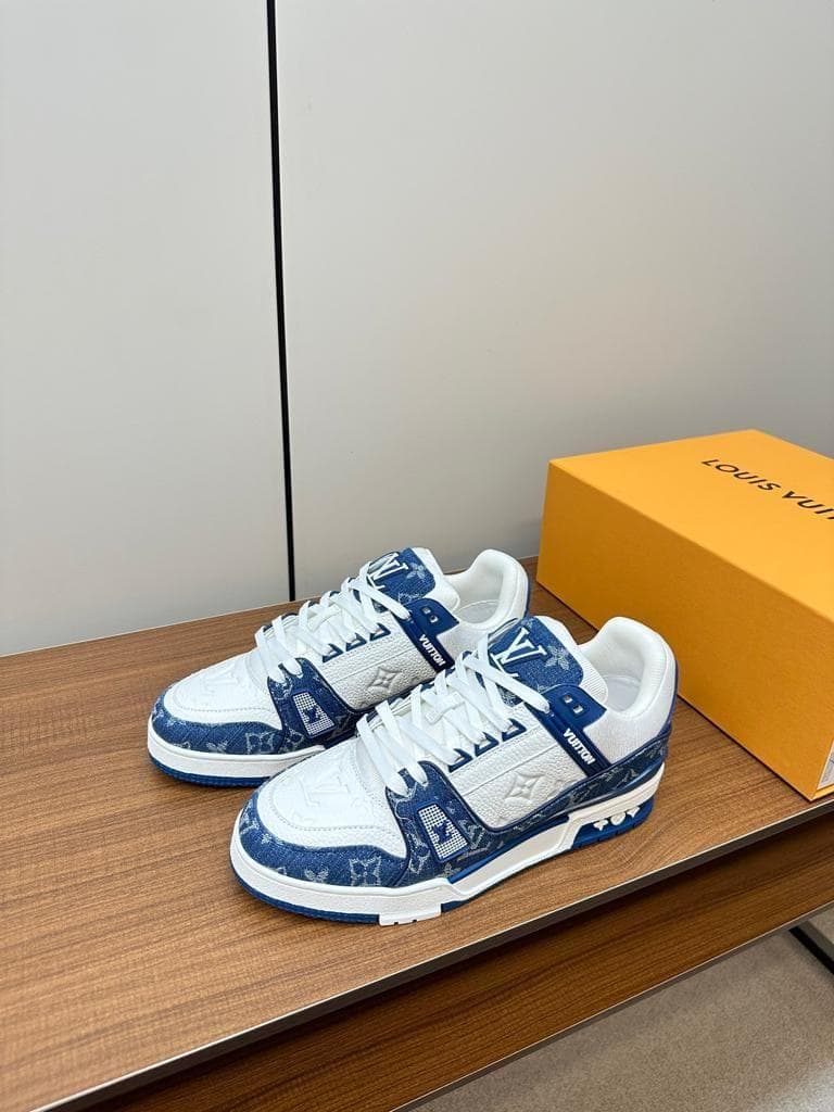 大人気！LOUIS VUITTON デニムスニーカー ホワイト/ブルー 27