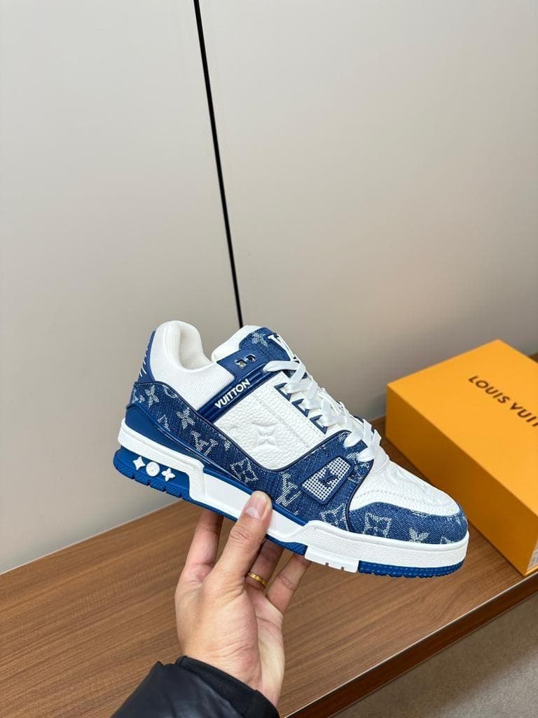 大人気！LOUIS VUITTON デニムスニーカー ホワイト/ブルー 27