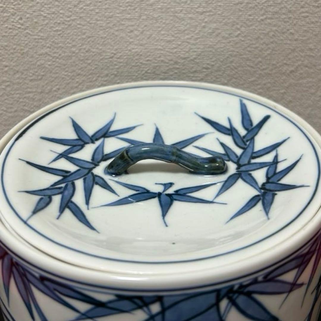 膳所焼　染付竹水指　茶道具懐石鵬雲斎坐忘斎淡々斎即中斎棗茶杓水屋茶碗釜而妙斎