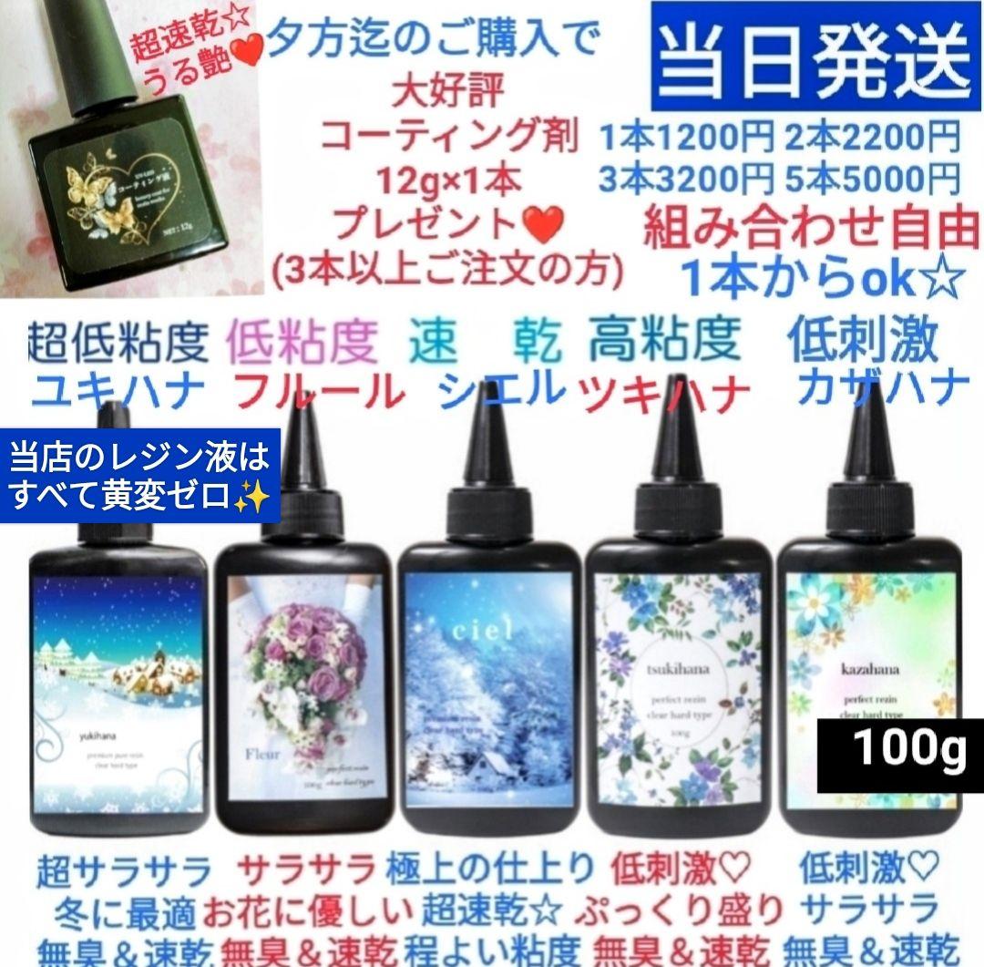 専用レジン液 ユキハナ10本、コーティング剤つき✩.*˚