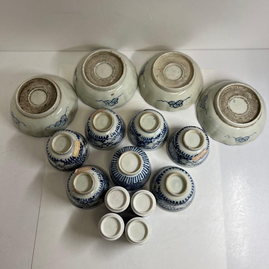 古伊万里　蛸唐草猪口、染付膾皿等　東Y8-0319④