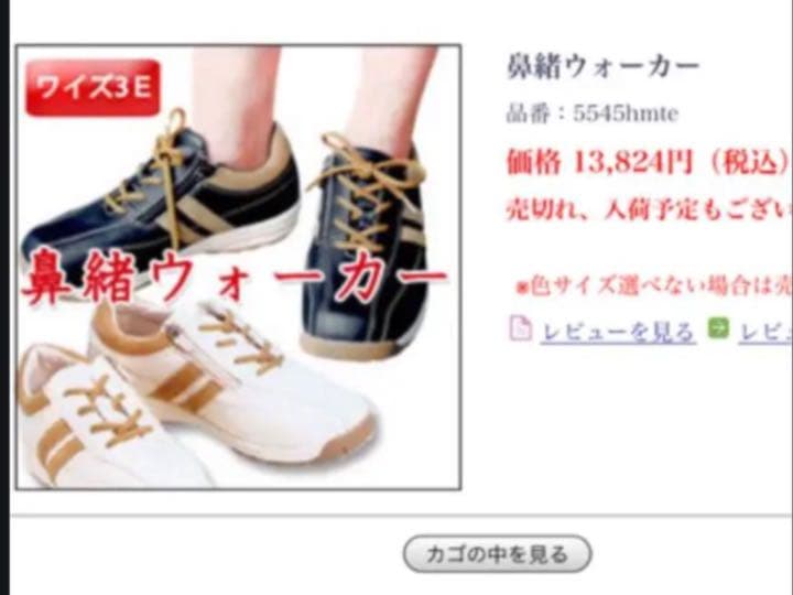 美品　Hanao Walker 鼻緒が付いたウォーキングシューズ　24.5cm